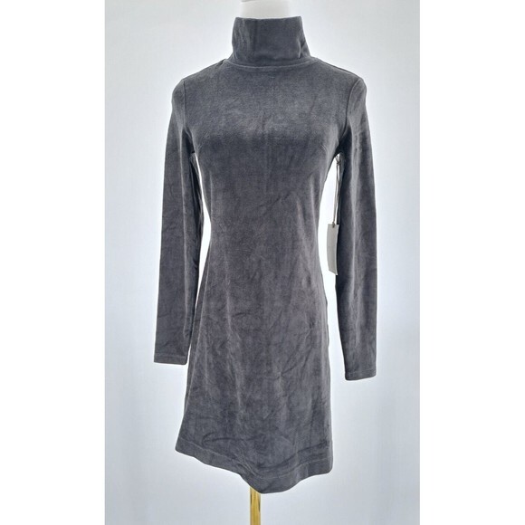 Everlane Dresses & Skirts - Everlane Womens The Velour Mini Dress XS Extra S Black Mockneck Long Sleeve NWT!